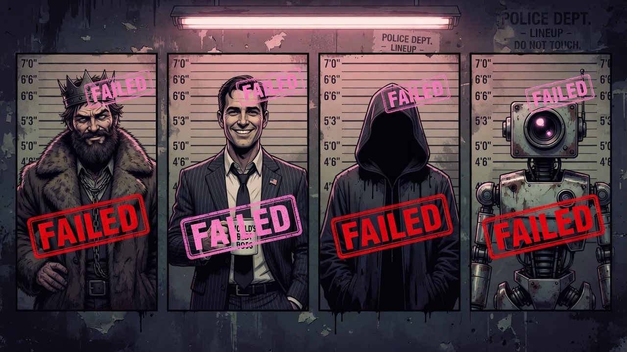 Four archetypal failure modes in a stylized lineup