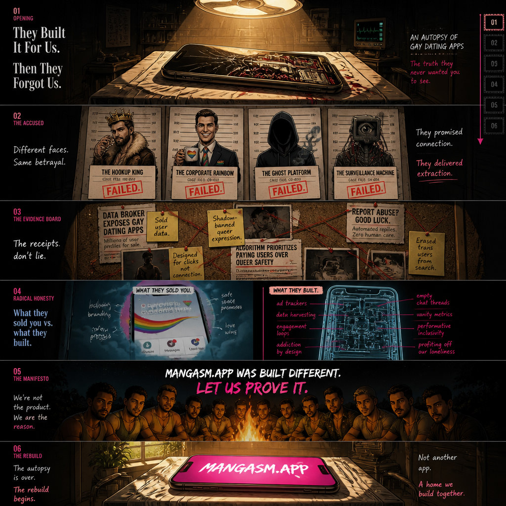 Full APP AUTOPSY storyboard — six acts
